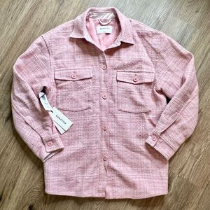 NWT Aritzia Babaton Joan Shirt Jacket in Blush Pink Womens Size 1 Oversized